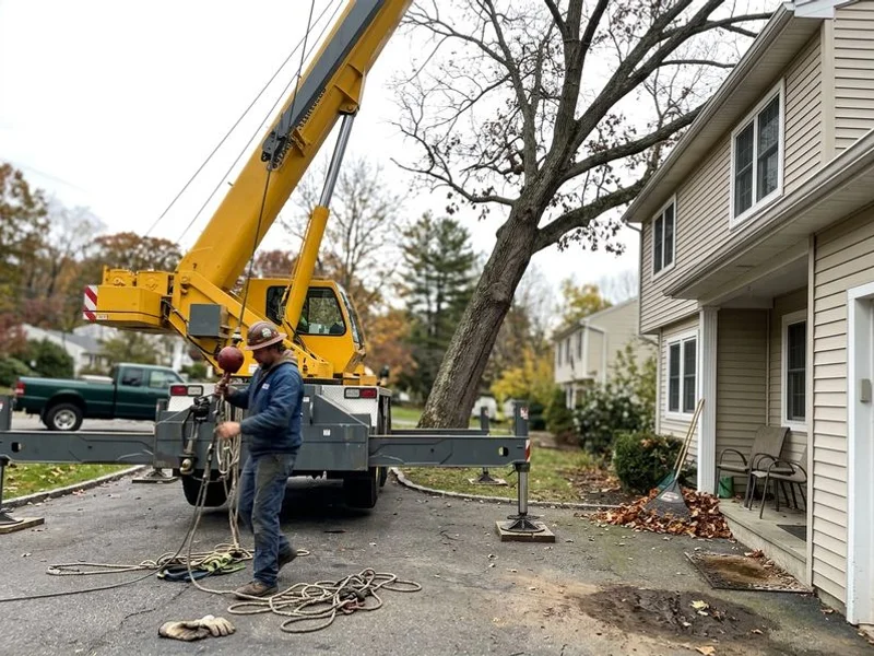 Crane-Assisted Tree Removal in Westchester County