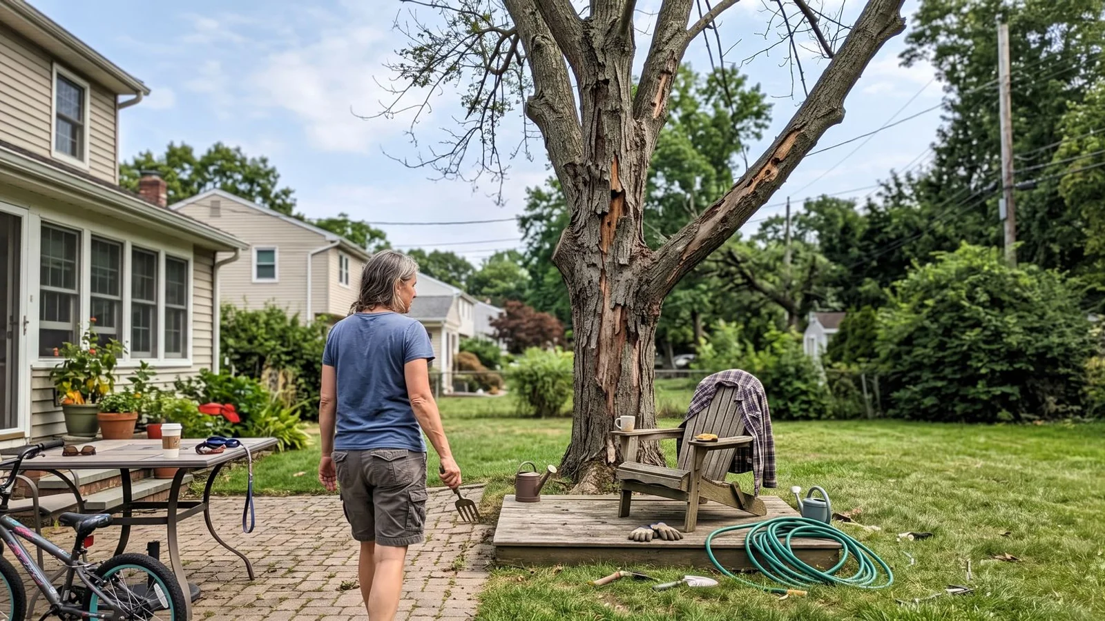 Ash tree with EAB damage in Westchester